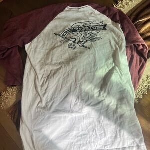 Vans White and Maroon Long Sleeve Graphic Tee